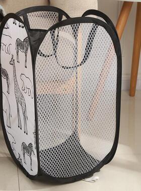 Cartoon Print Laundry Baskets Mesh Laundry Clothes Organizer