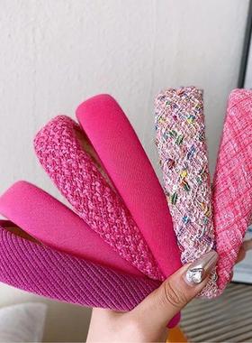 Rose Pink Series Sponge Headbands For Women Thin Wide Girls
