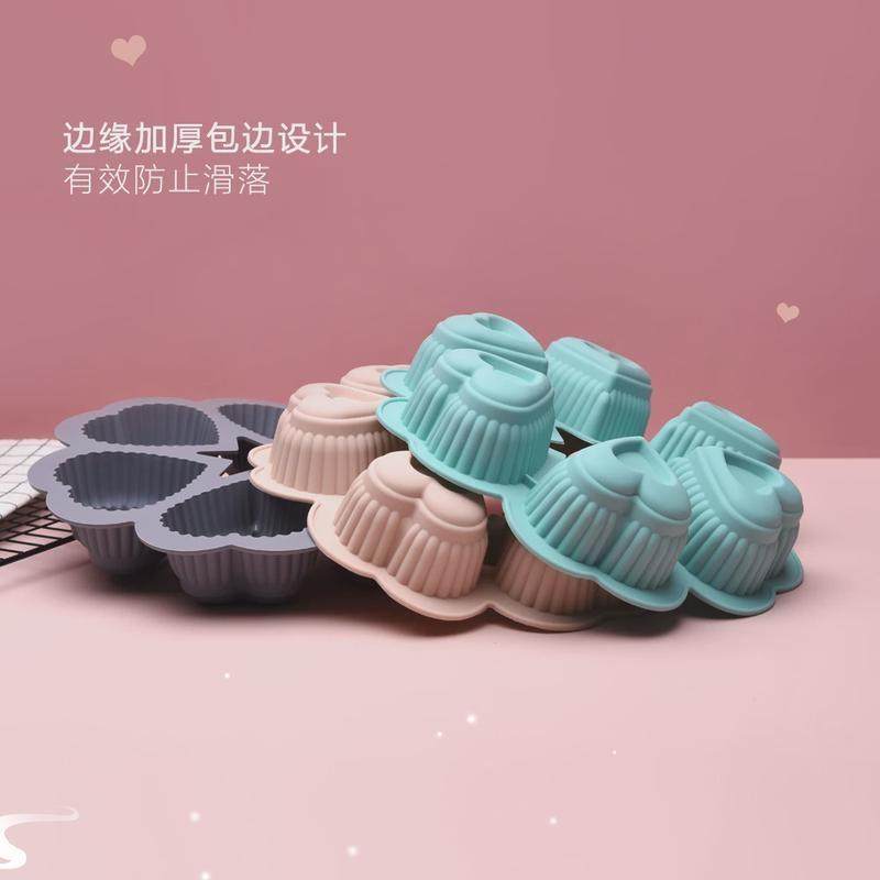 1Pc 6 Grid Heart Silicone Cake Pan Strawberry Shortcake