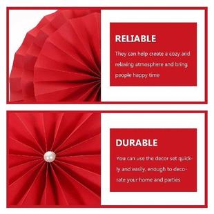 12 Pcs Paper Fan Flower Red Garland Fans Party Decoration