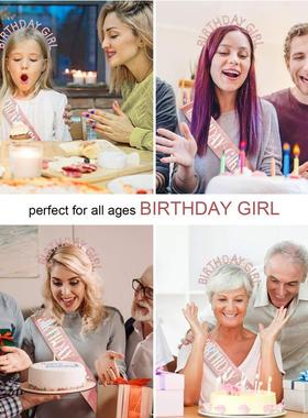 Birthday Crowns for Women Birthday Girl Sash &Birthday Tiara