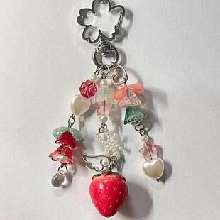 Cute strawberry bow keychain y2k coquettish fairytale lily o