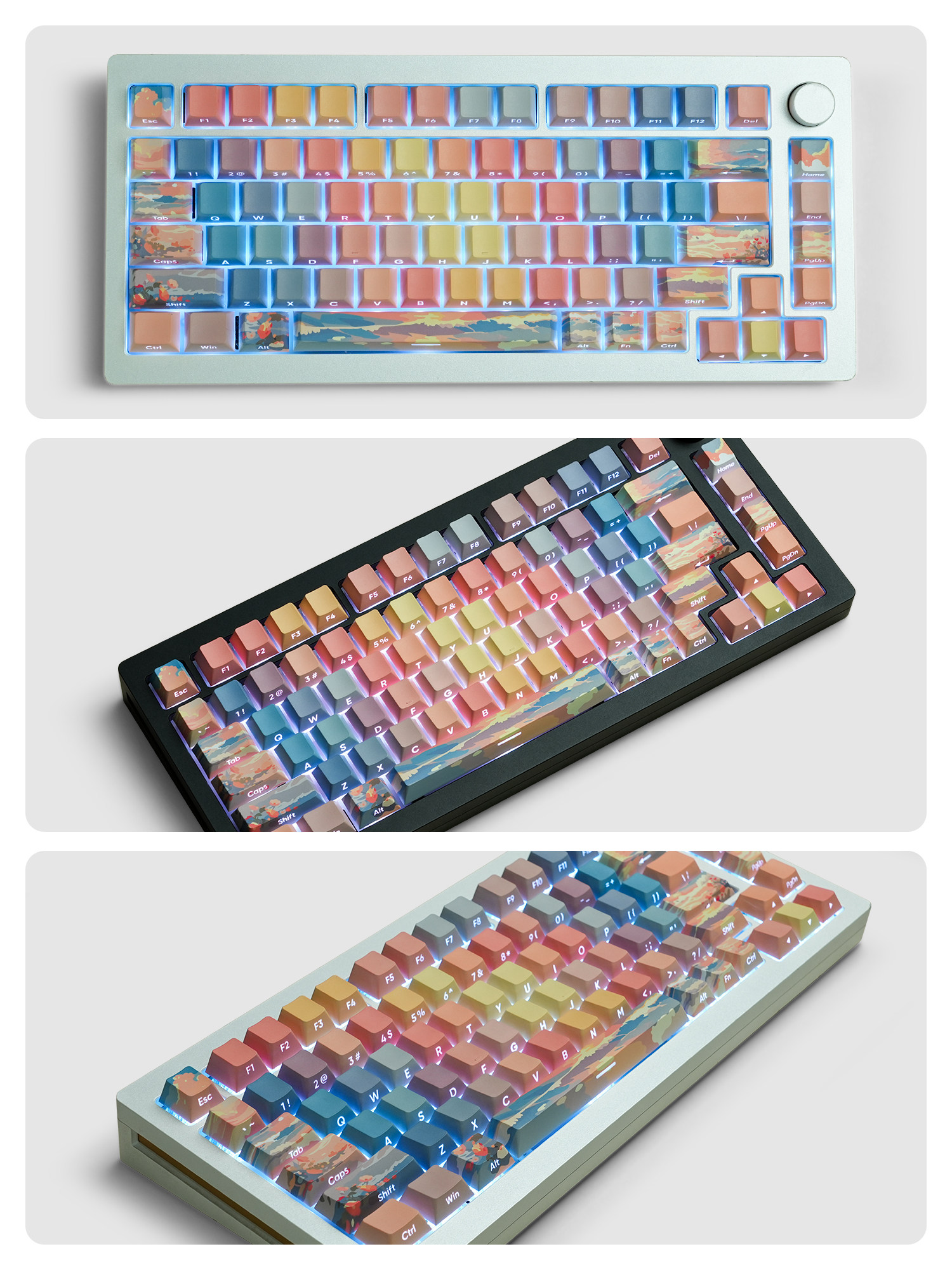 WOMIERS SUNSET THEMED MECHANICAL KEYBOARD CAPS ARE PERSONALIZED AND CUSTOMIZED TRANSLUCENT PBT SIDE-ENGRAVED KEYCAPS