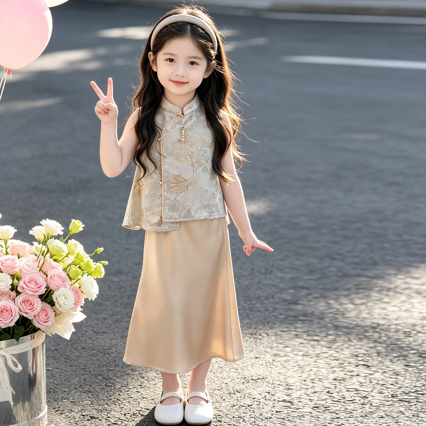 汉服女童中式套装夏季薄款小女孩古风唐装2026新款国风儿童表演服