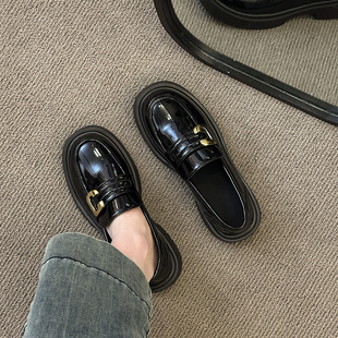 牛皮版~英伦风小皮鞋女2025新款春秋配裙子百搭厚底jk鞋子乐福鞋