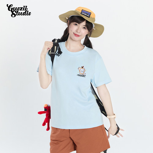 正肩短袖甜美常规纯棉t恤女