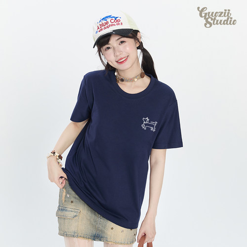 正肩常规纯棉t恤女可爱短袖印花