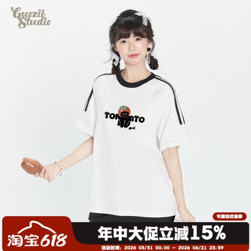 宽松常规纯棉t恤女甜美短袖印花