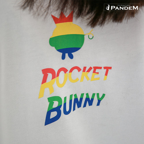 PandemRocketbunny纯棉彩虹印花刺绣T恤短袖白色夏季休闲圆领原装
