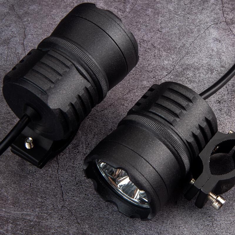 摩托车led射 强光灯超亮 铺路灯外置改装防水大灯辅助爆闪灯一对