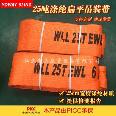 25吨25T起重涤纶扁平吊装带行车吊装尼龙帆布绳吊绳带6米8米10米5