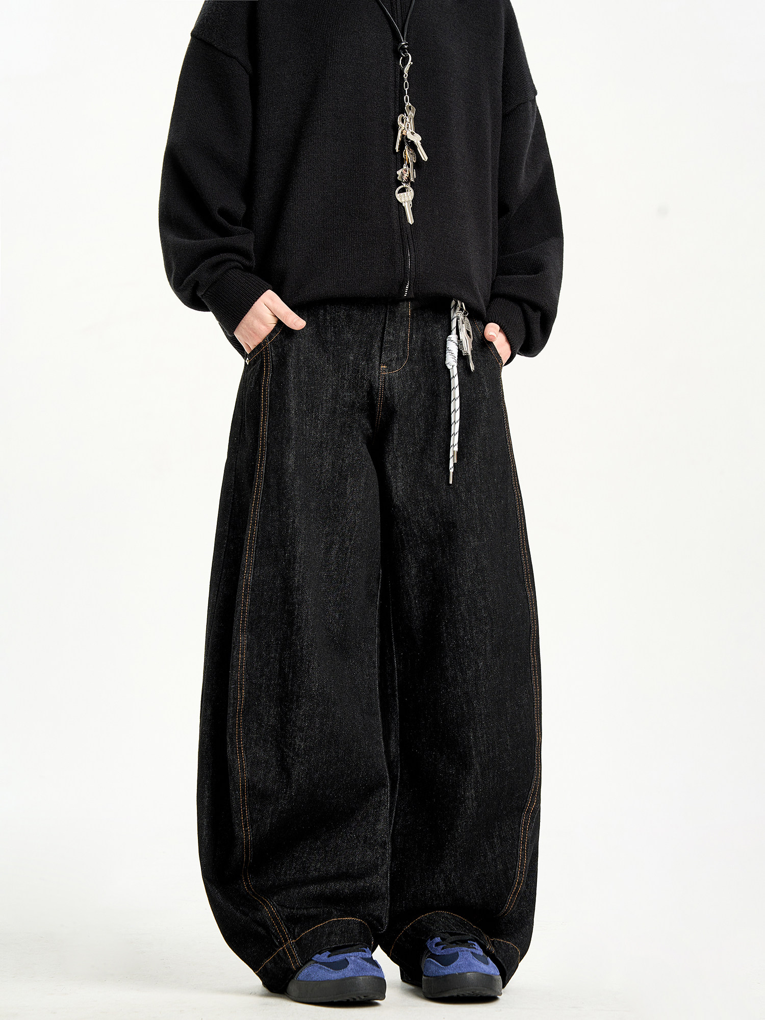 Women's Jeans, Double Waistband Washed Scimitar Work Pants, High Quality Cotton Wide Leg Pants, 2025, Spring, New, y2k main image 1