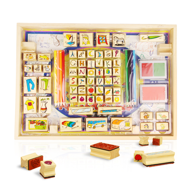 larkpad学习用品印章字母套装安全环保木制材质印章