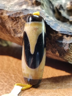 钙化沁色虎牙天珠藏传九眼石页岩玉髓玛瑙真品老气浑厚