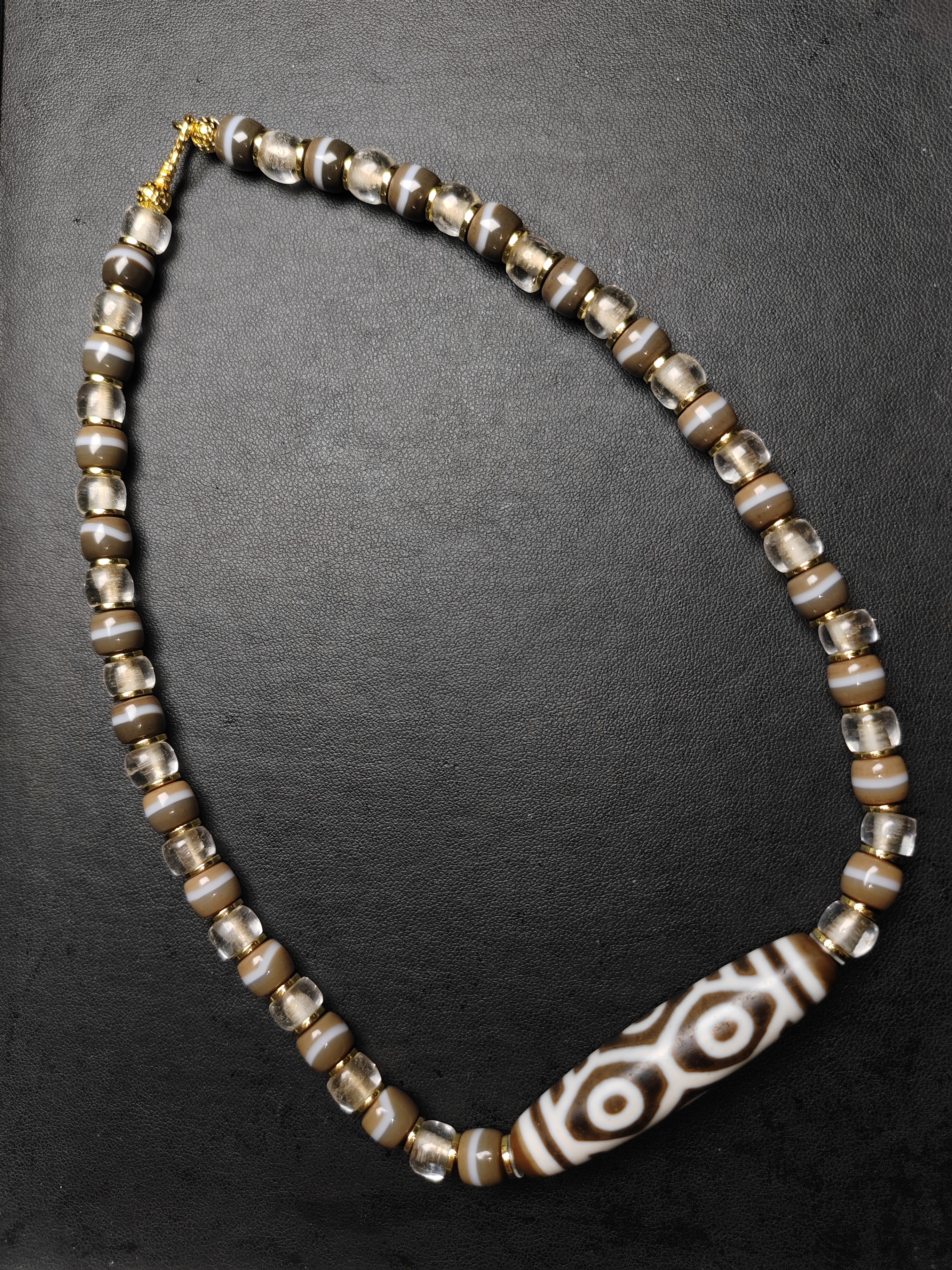 藏传龙六眼天珠九眼石页岩玉髓玛瑙真品药师水晶项链