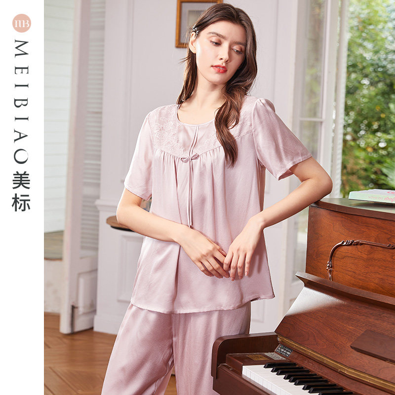 【特价清仓】美标真丝短袖睡衣两件套装女长袖春夏季桑蚕丝家居服,女士内衣/男士内衣/家居服,睡衣/家居服套装,淘宝优惠券,粉丝福利购,淘宝优惠卷