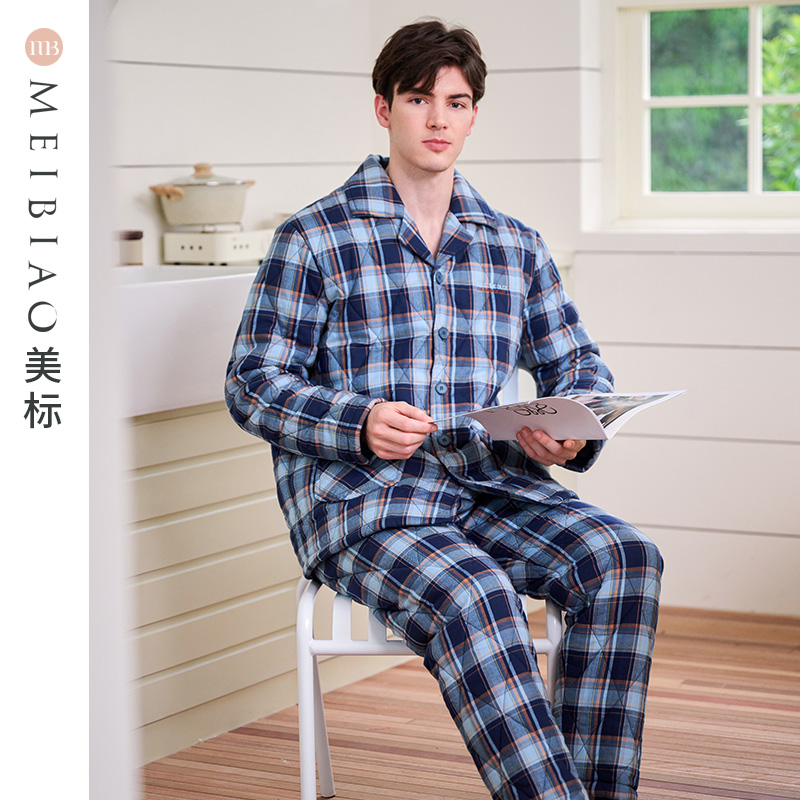 咖啡碳纤维梭织夹棉套装美标男士