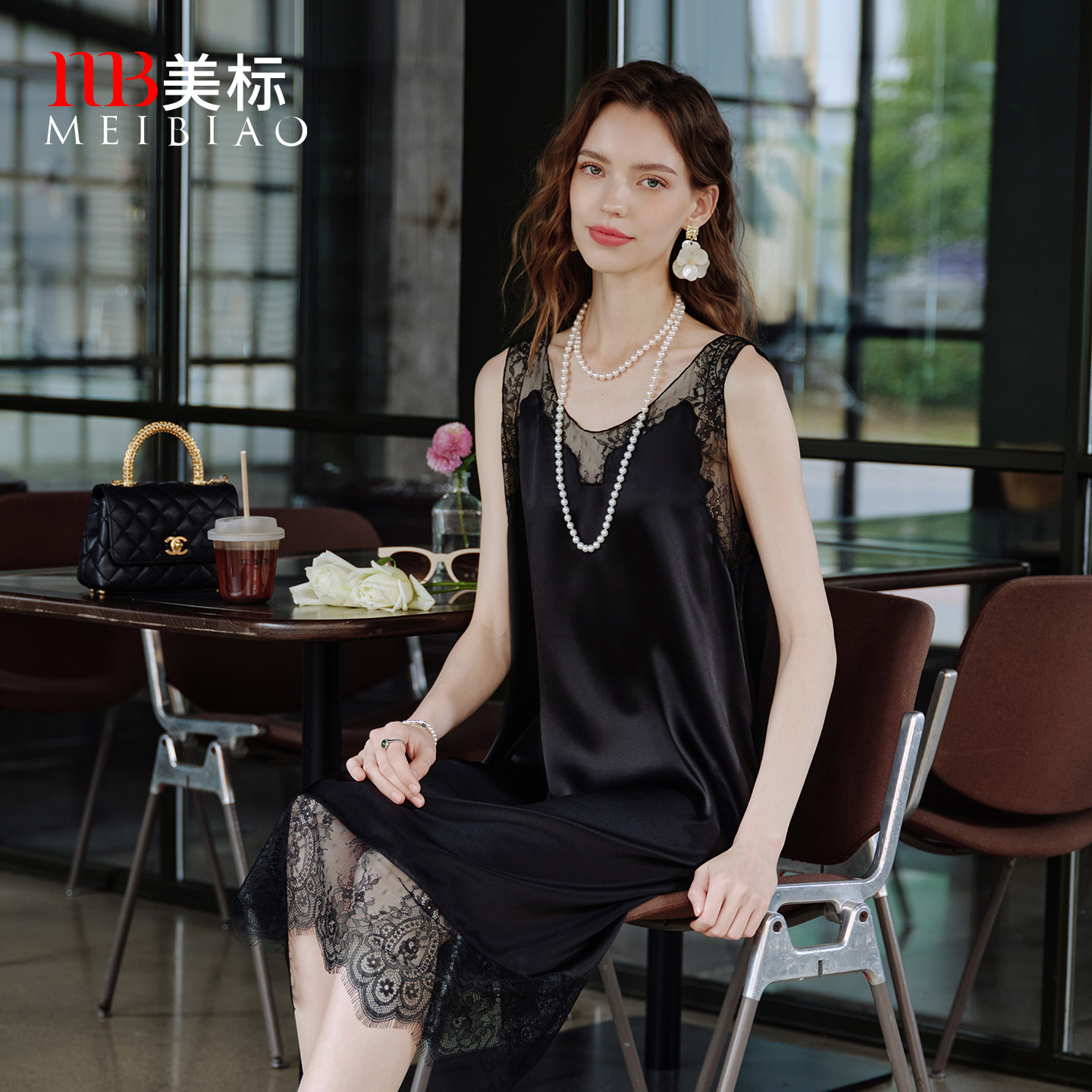 美标真丝无袖背心睡裙图片