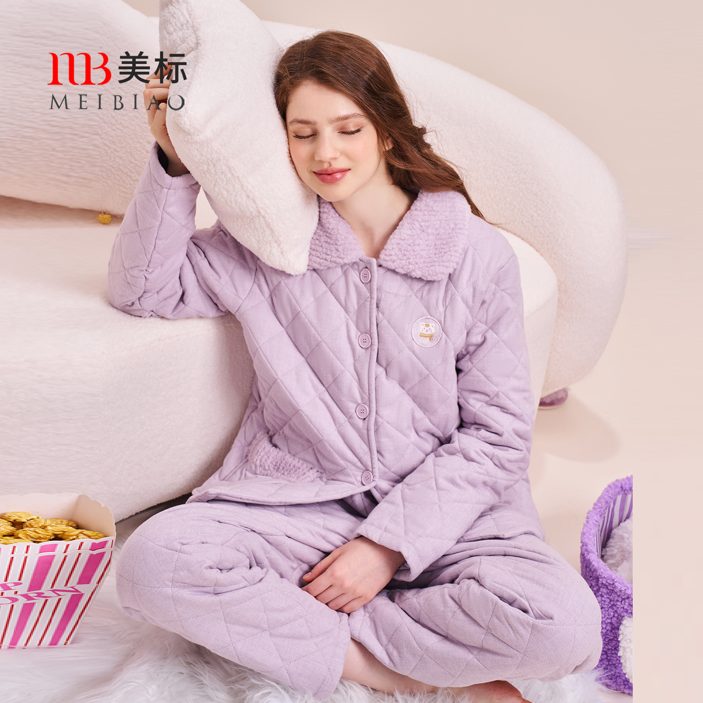 美标三层夹棉蓄热保暖套装