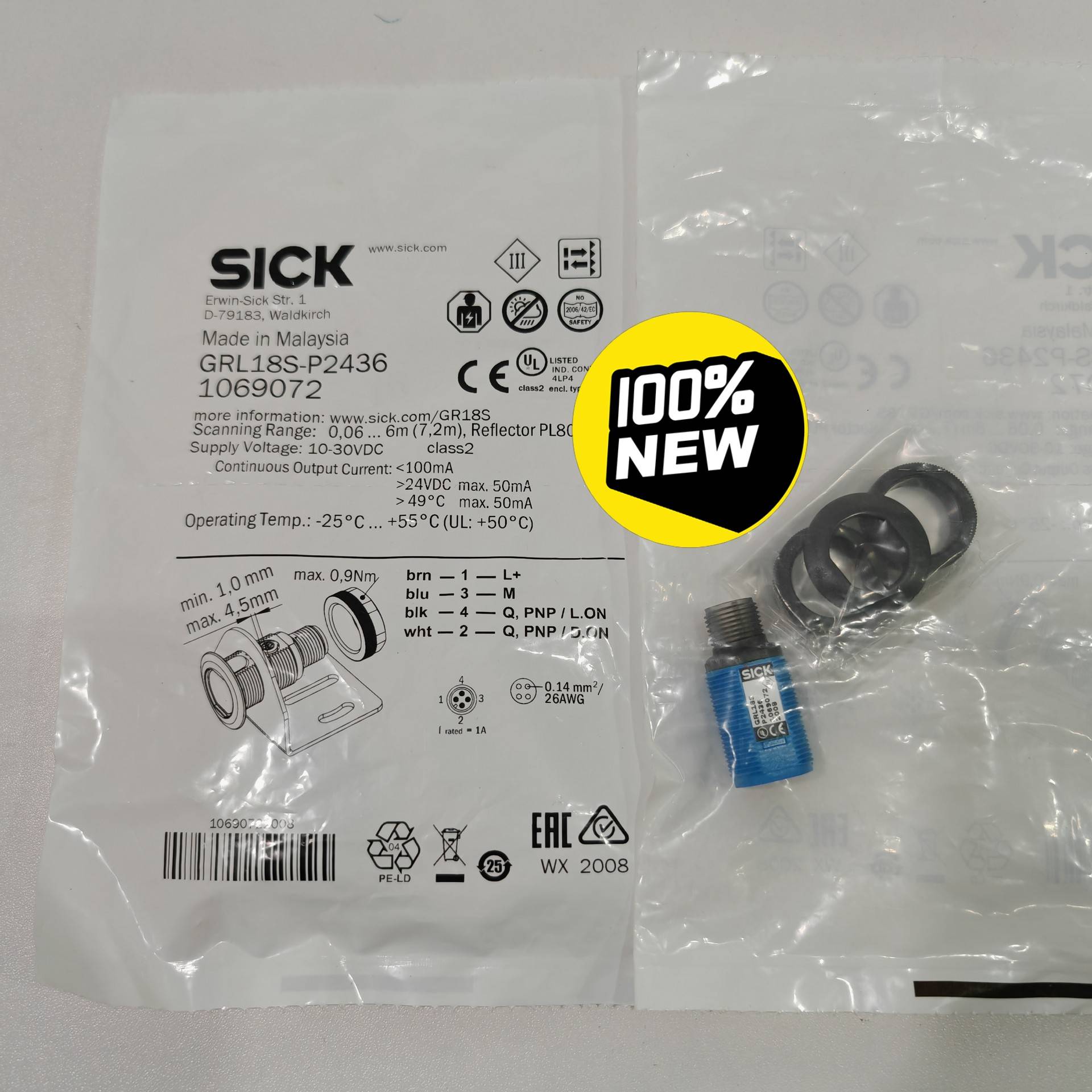 [议价]全新SICK西克GRL18S-P2436光电传感器，订货