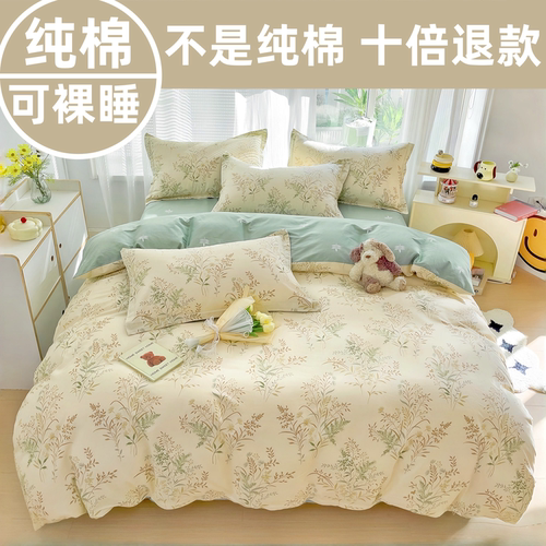 A类纯棉四件套小清新100%全棉母婴级床上用品床单被套宿舍三件套4