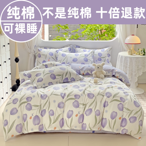 小清新100%纯棉四件套全棉卡通