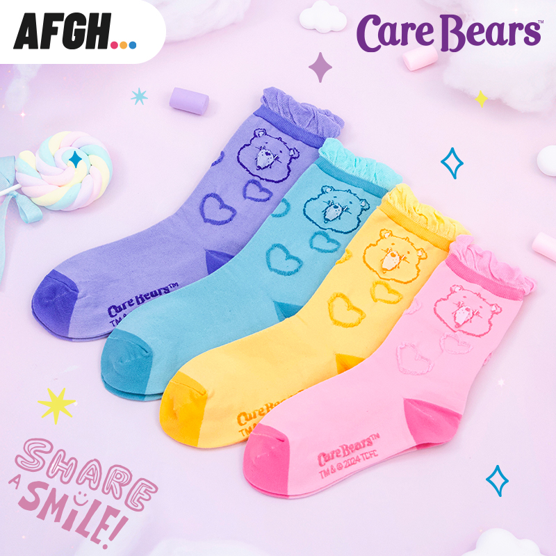 四季可穿爱心小熊AFGH中筒袜