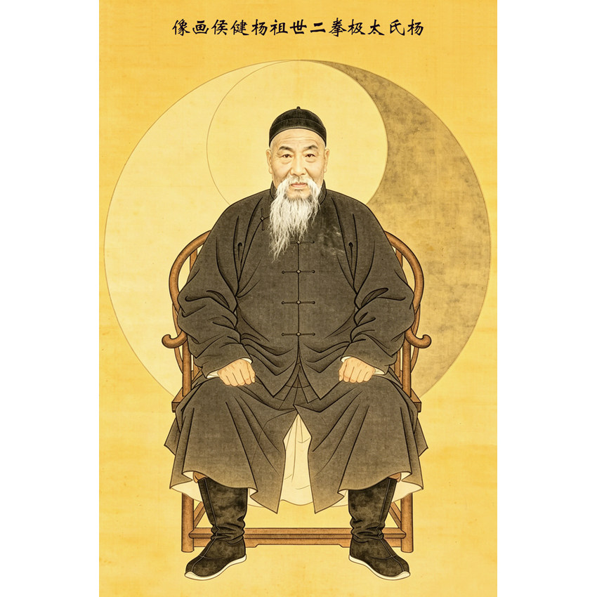 太极拳装饰画 杨氏太极拳二世祖杨健侯彩色画像 太极拳馆装饰画