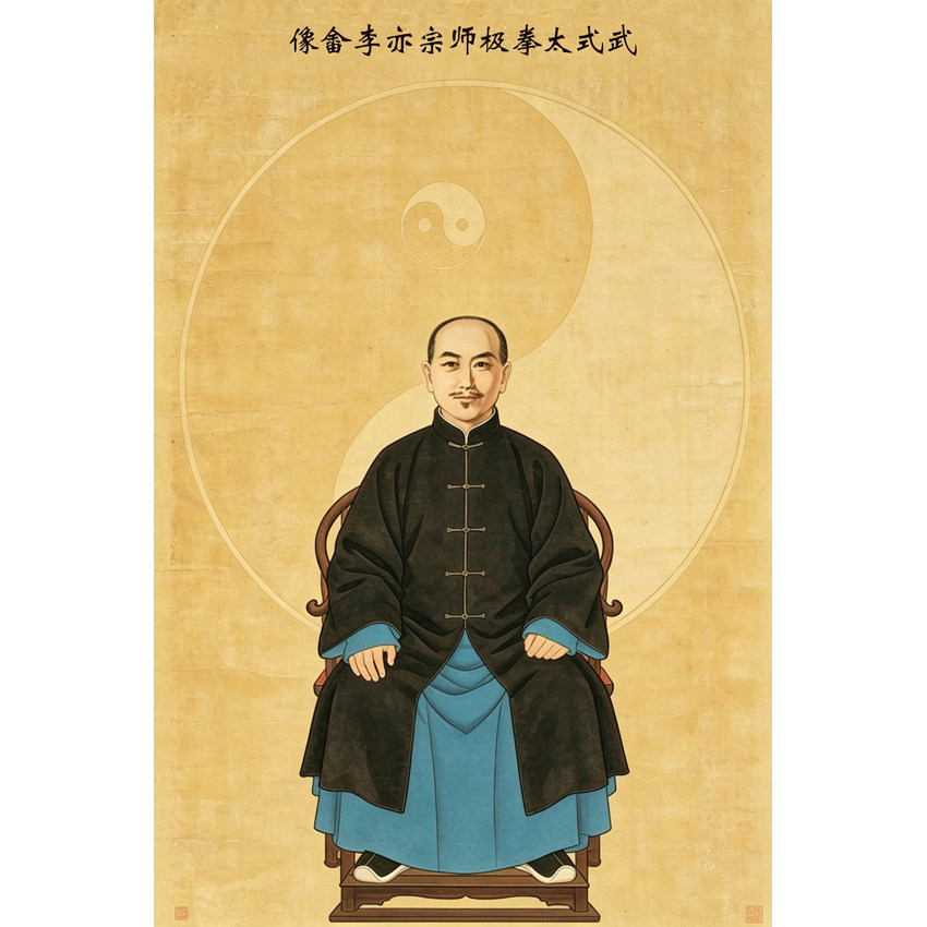 太极拳装饰画 武式太极拳二世祖李亦畬彩色画像 太极拳馆装饰画
