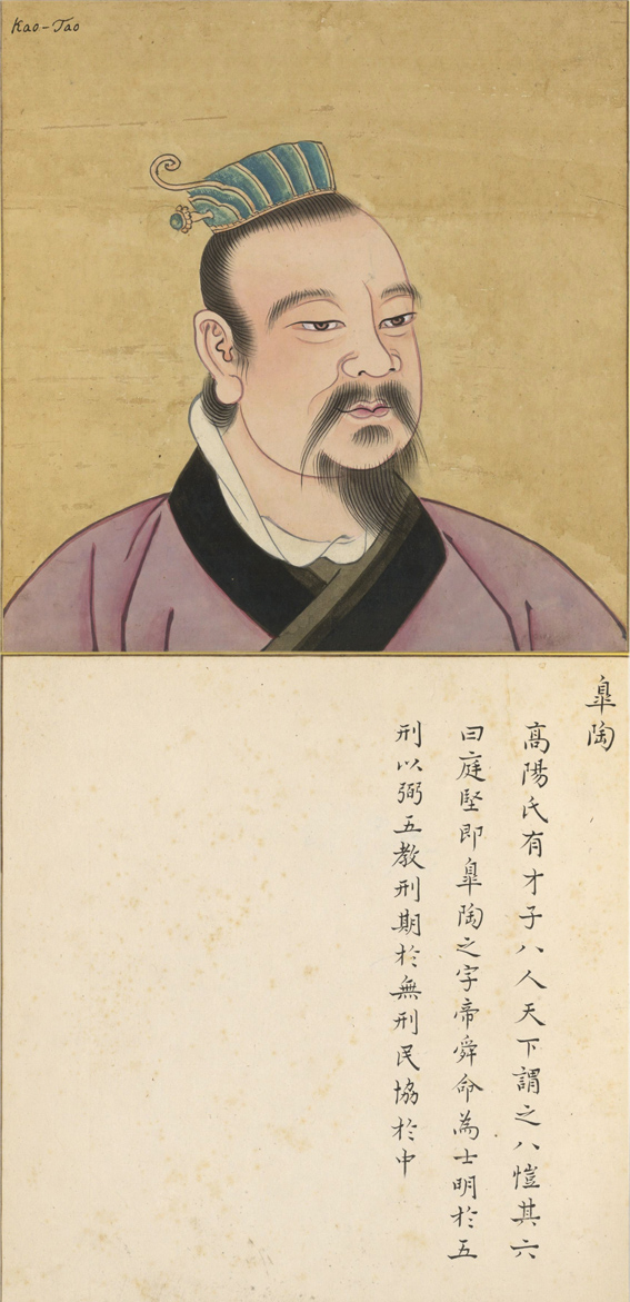 历代名人画像 古代杰出人物皋陶画像 饭店学校居家装饰画图片