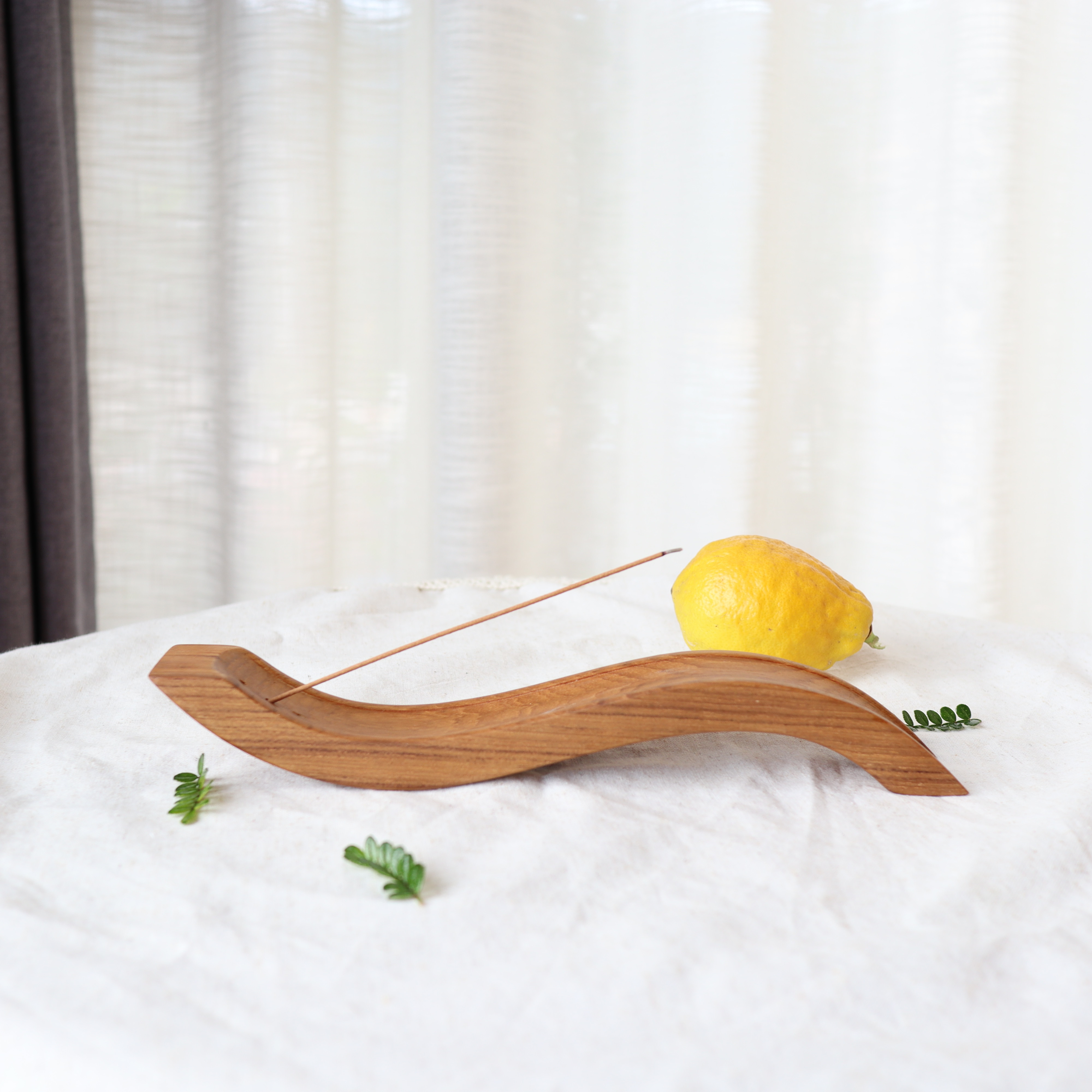 小钟 流岑香插缅甸柚木木质香座家用室内线香底座茶道禅意