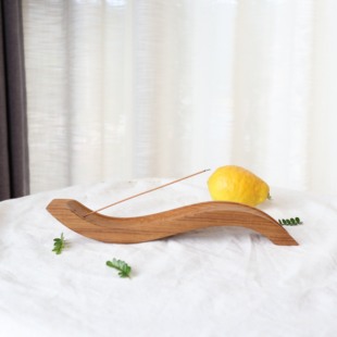 小钟 流岑香插缅甸柚木木质香座家用室内线香底座茶道禅意