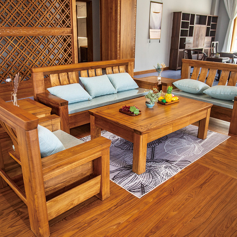 小钟 北斗沙发缅甸柚木实木厚重客厅组合三人位,住宅家具,实木沙发,淘宝优惠券,粉丝福利购,淘宝优惠卷