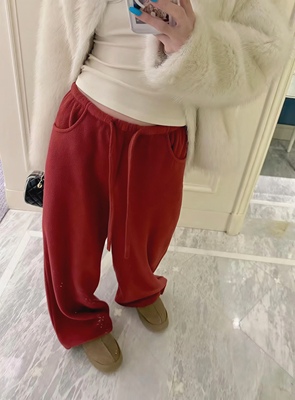 DAKUANGA 奶芙圈圈绒 直筒阔腿抽绳裤脚休闲裤秋冬百搭新款裤子女