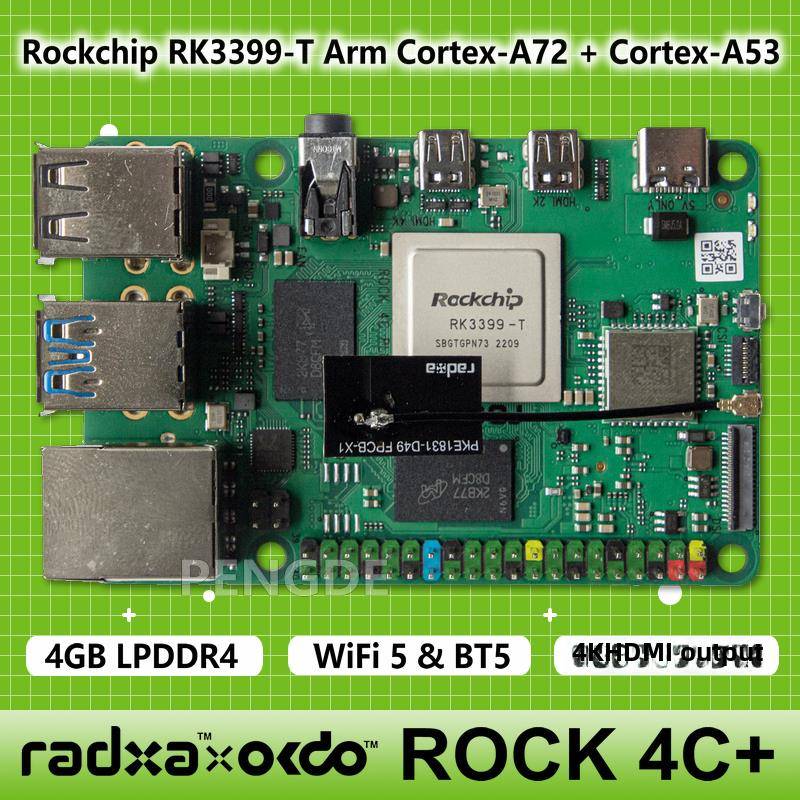 OKdo ROCK 4C+ 3 5 RADXA 瑞芯微RK3399T 开发板 六核A72/A53 SBC