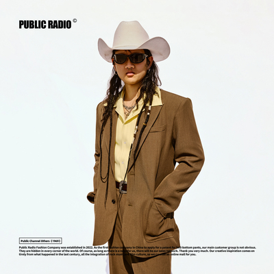 MEXICANS经典丝光亮面垫肩西装