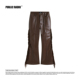 RADIO WESTERNCOWBOY美式 复古真皮流苏皮裤 PUBLIC 高腰喇叭裤