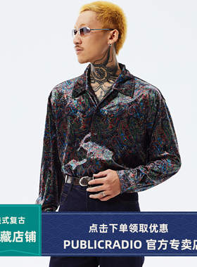 PUBLIC RADIO｜60s美式复古灯芯绒亮面尖领衬衫弹性优雅柔和光泽