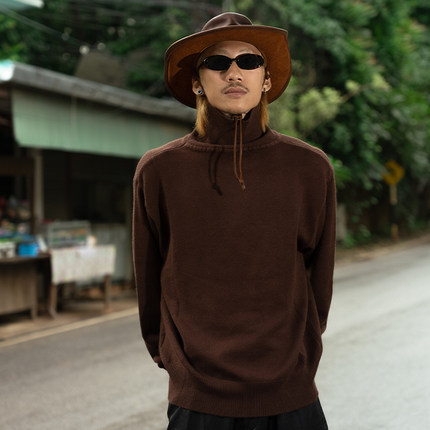 PUIBLICRADIO羊绒复古高领针织毛衣长袖纯色保暖西部美学公共电波