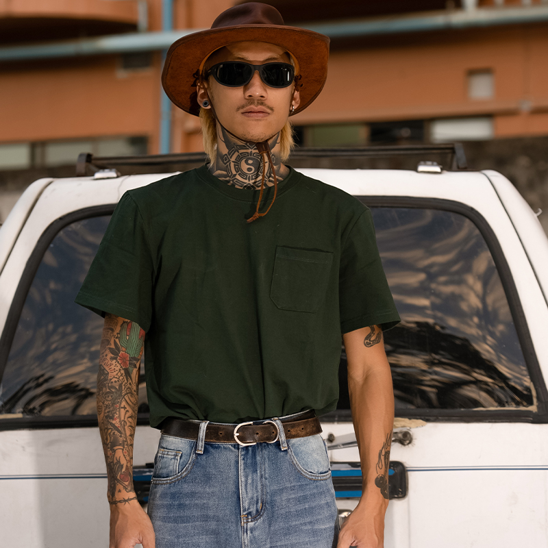 美式复古重磅圆领短袖