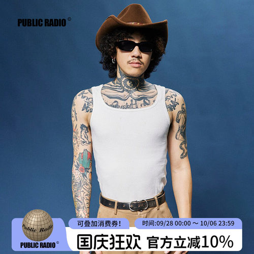 美式复古紧身弹力西部牛仔背心