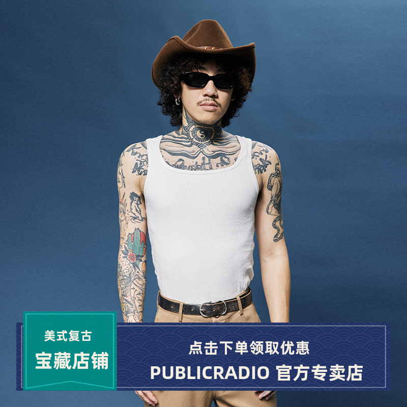 美式复古紧身弹力西部牛仔背心