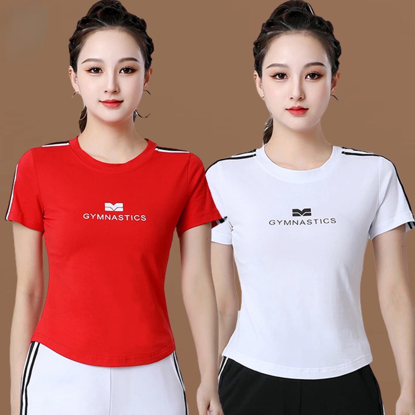 广场舞服装夏季新款纯棉长袖上衣时尚运动舞蹈服跳舞衣服演出服女