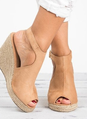 women wedge sandals plus size 44 summer shoes大码女高跟凉鞋