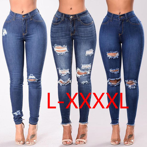 new autumn plus size fat women jeans elastic ig waist ole