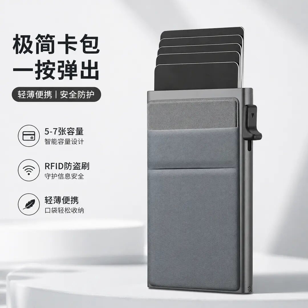 金属自动弹出防盗刷防消磁卡套