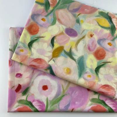 全棉数码印花面料朦胧油画风童装女装连衣裙面料