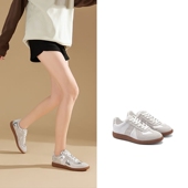 DEAL得乐品牌焦糖色复古秋冬牛皮休闲百搭德训鞋 女鞋