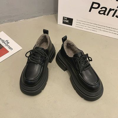 英伦风加绒保暖女乐福鞋