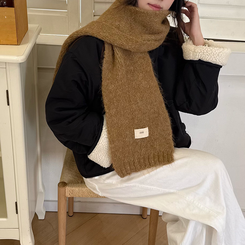 日本优选MUJIE韩系简约个性ggg纯色围巾保暖防寒护颈围脖氛围感in